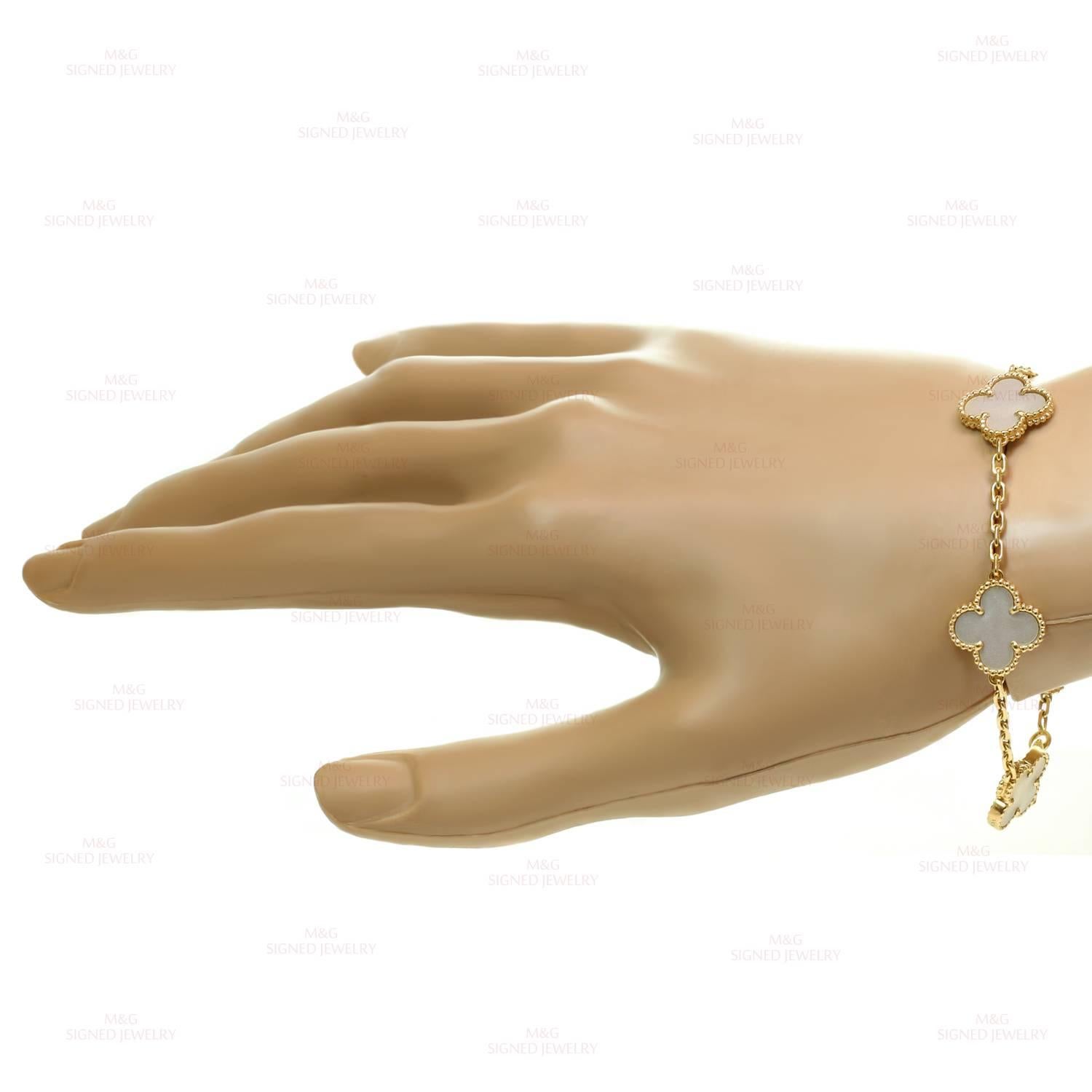 Women's Van Cleef & Arpels Alhambra Mother-of-Pearl Gold 5-Motif Bracelet
