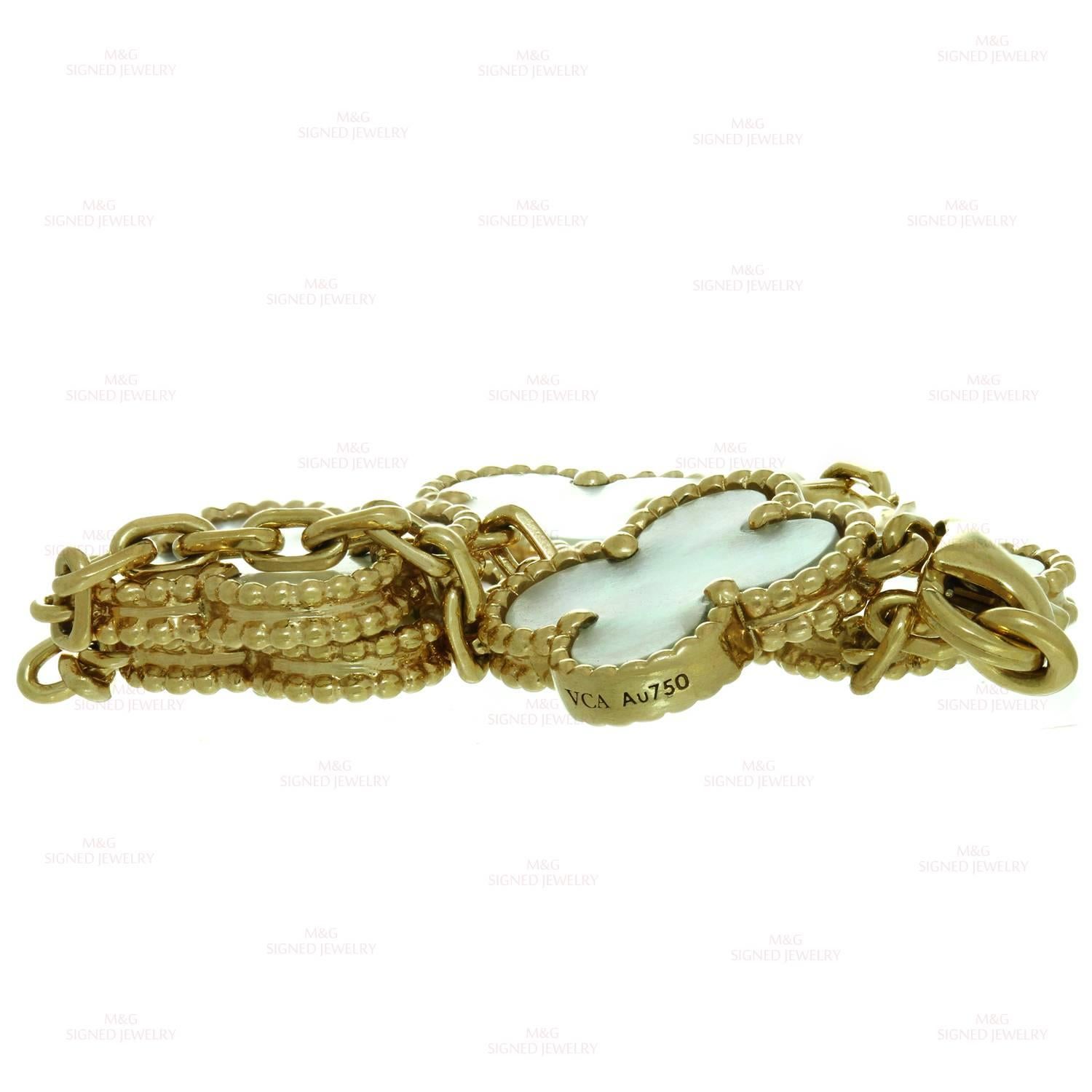 Van Cleef & Arpels Alhambra Mother-of-Pearl Gold 5-Motif Bracelet 1