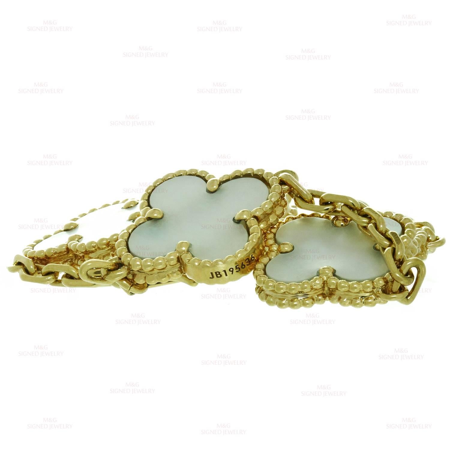 Van Cleef & Arpels Alhambra Mother-of-Pearl Gold 5-Motif Bracelet 2