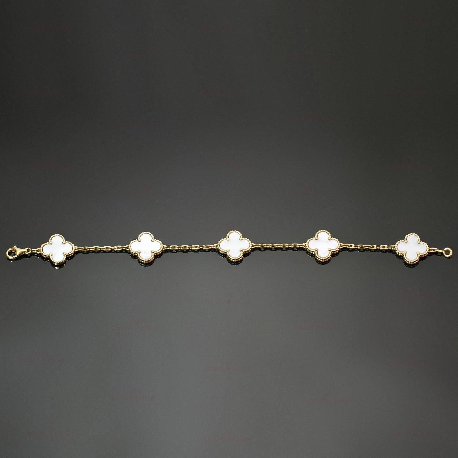 Van Cleef & Arpels Alhambra Mother-of-Pearl Gold 5-Motif Bracelet 3