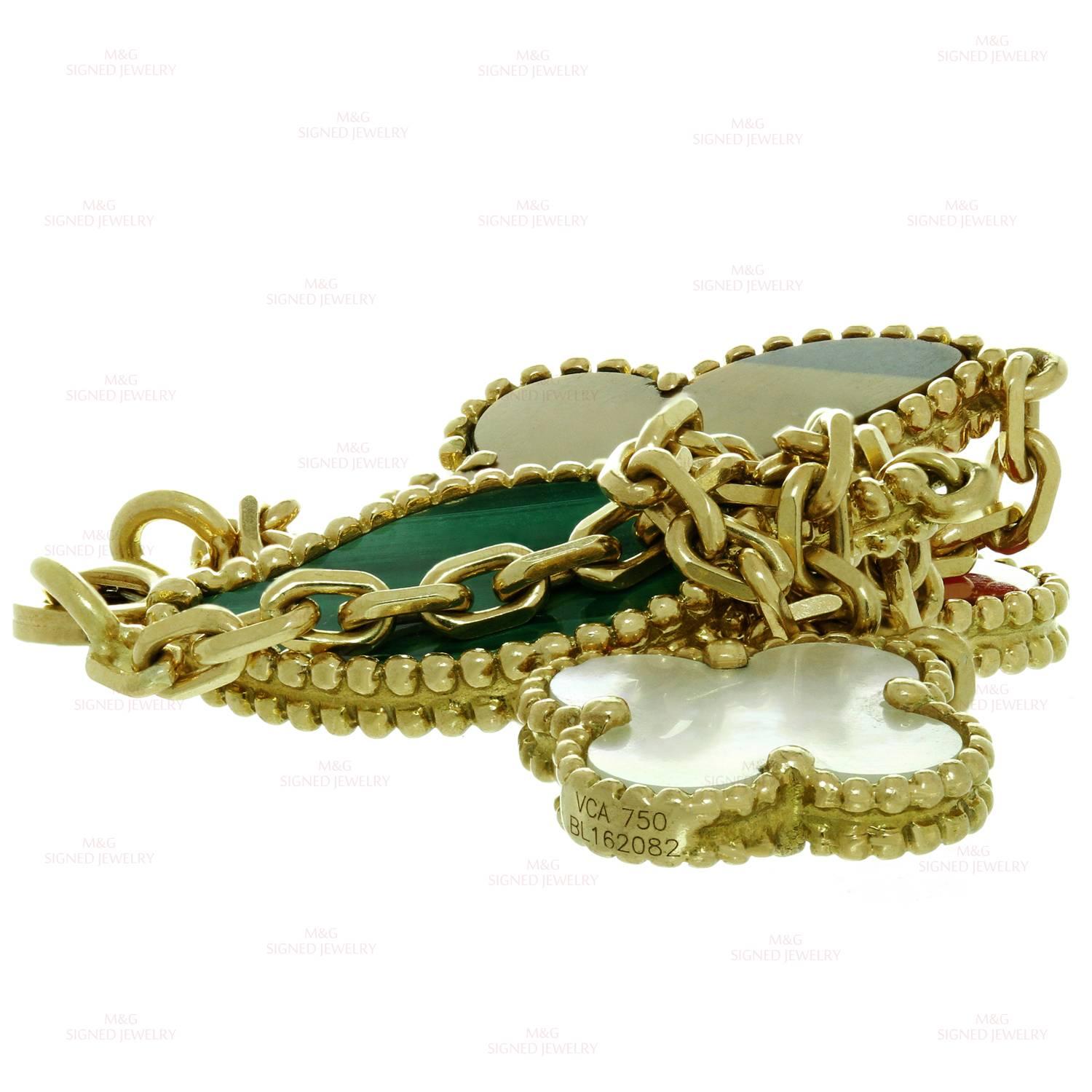 Van Cleef & Arpels Lucky Alhambra Gemstone Gold Bracelet In Excellent Condition In New York, NY