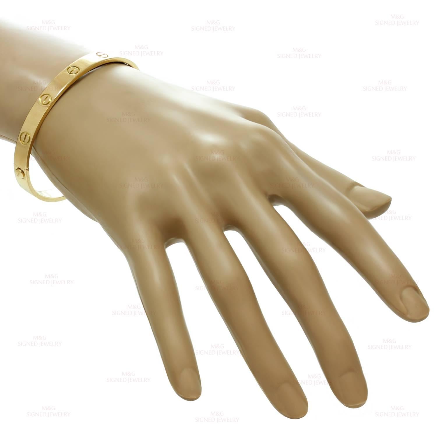 Cartier Love Gold Bangle Bracelet In Excellent Condition In New York, NY