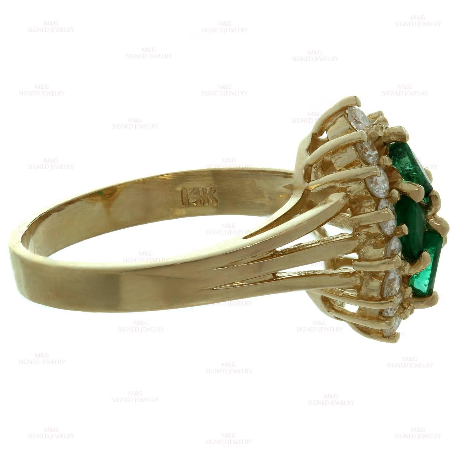 Marquise Emerald Diamond Gold Ring In Excellent Condition For Sale In New York, NY
