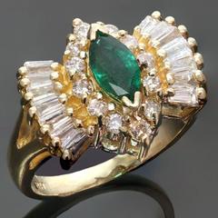 Marquise Emerald Diamond Gold Ring