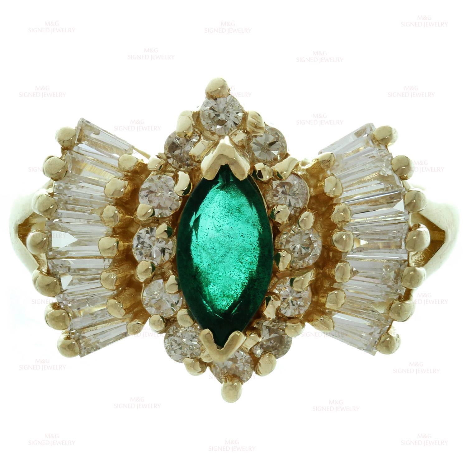 marquise emerald gold ring