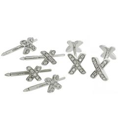 Tiffany & Co. Diamond Gold X Cufflinks and Studs Set Great Father's Day Gift
