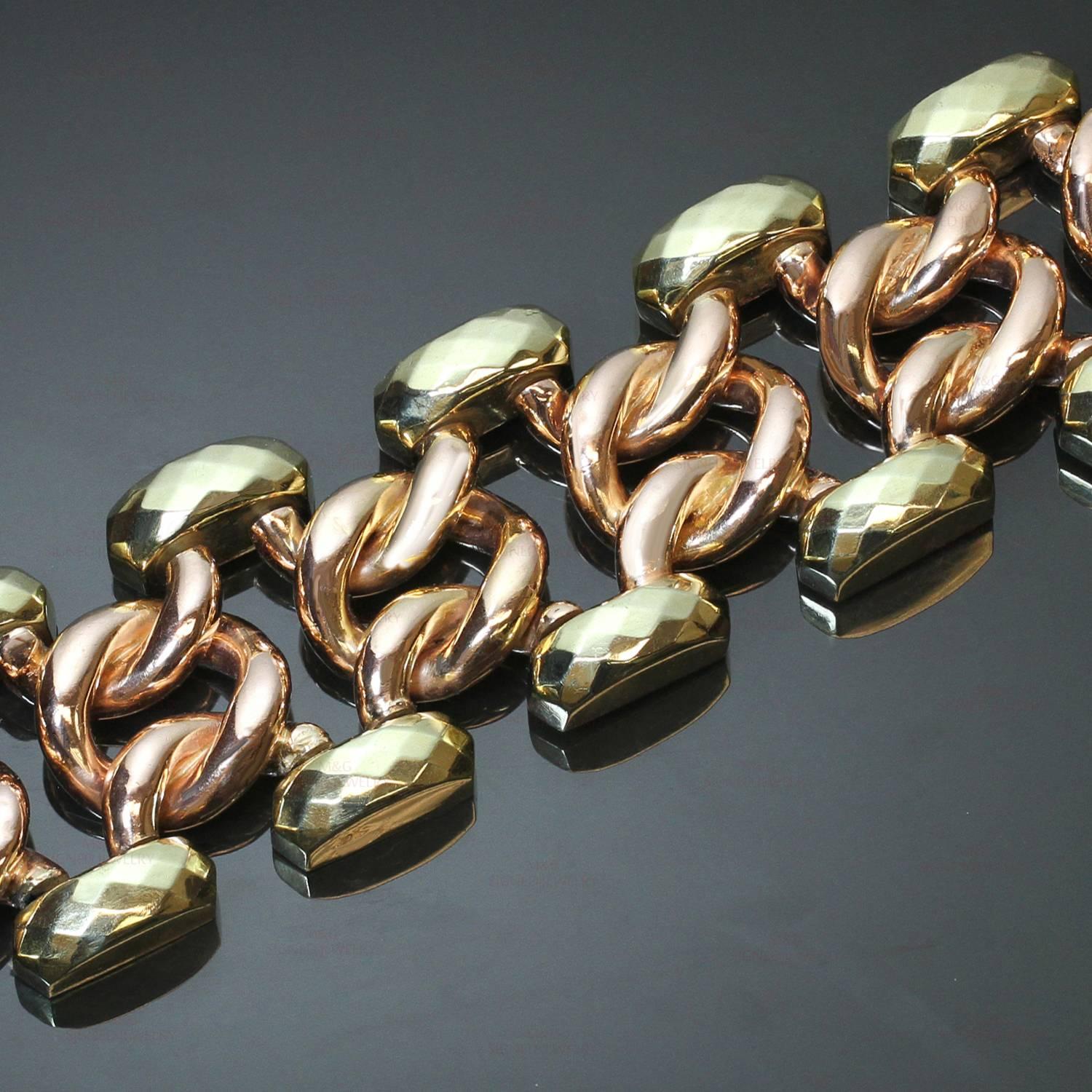 RETRO, 1940s Two Color Gold Large Link Bracelet For Sale 4