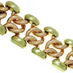 1940s Two Color Gold Large Link Bracelet 9