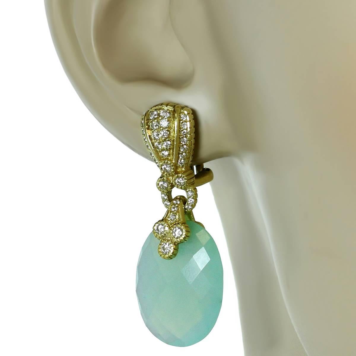 Women's Judith Ripka Chalcedony Diamond Gold Pendant Earrings