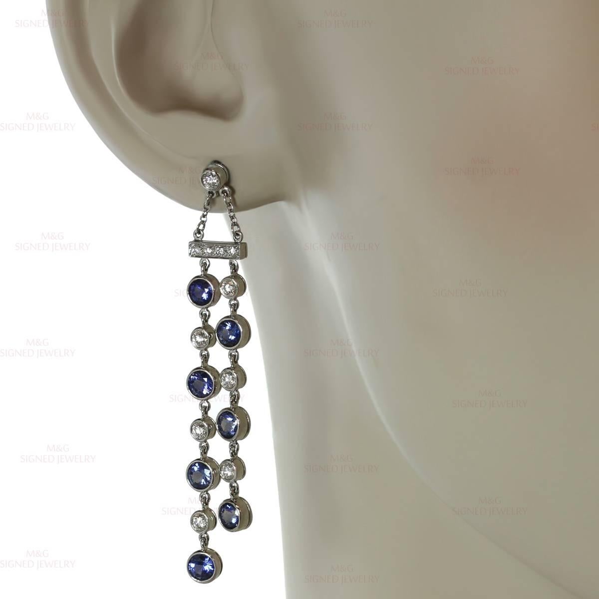 Tiffany & Co. Jazz Saphir-Diamant-Platin-Doppeltropfen-Ohrringe im Zustand „Hervorragend“ im Angebot in New York, NY