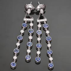 Tiffany & Co. Jazz Sapphire Diamond Platinum Double Drop Earrings