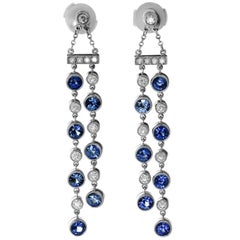 Tiffany & Co. Jazz Sapphire Diamond Platinum Double Drop Earrings
