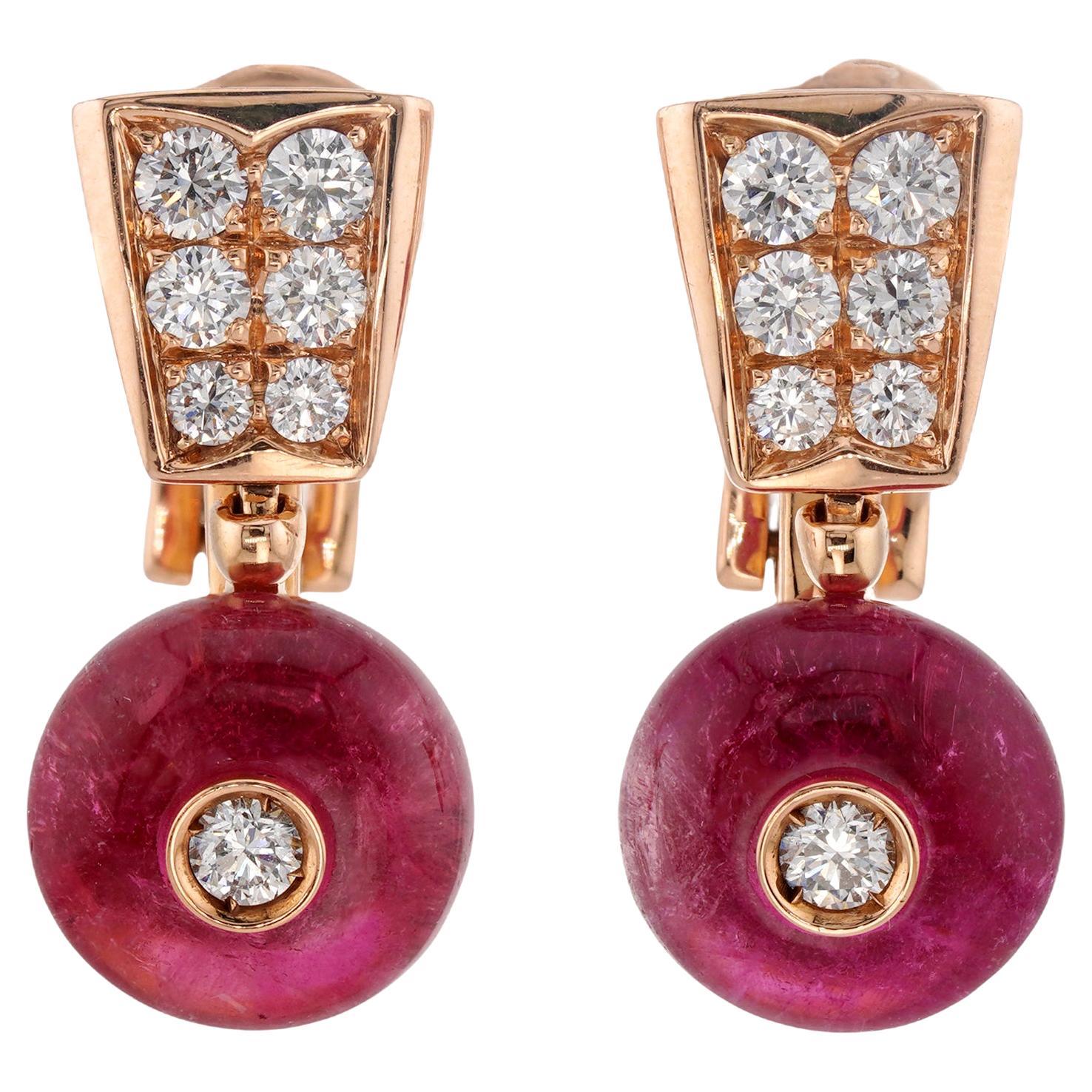 BULGARI Boucles d'oreilles or 18k rubis et diamant