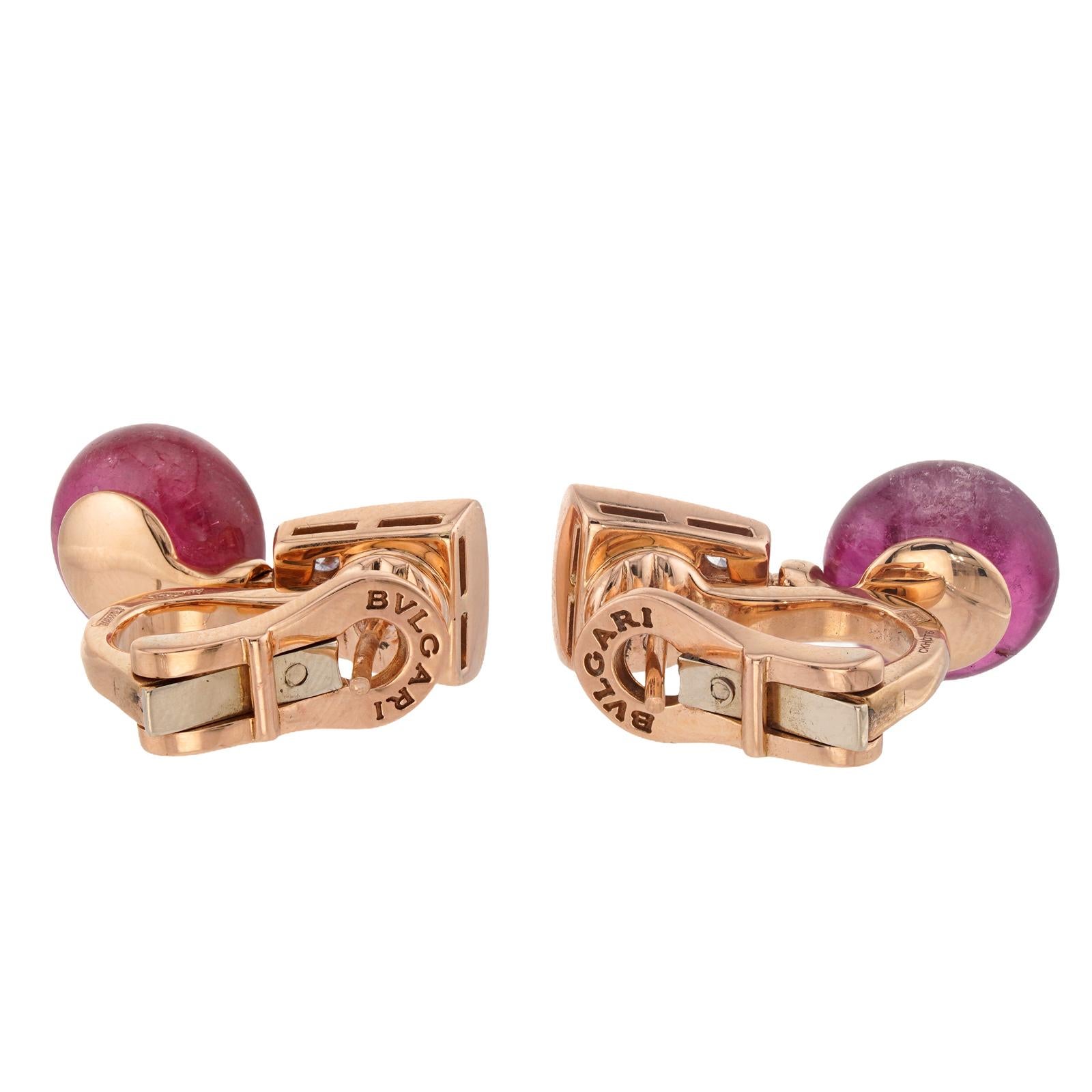 Orecchini BULGARI in oro 18k con diamanti e rubini in vendita 1