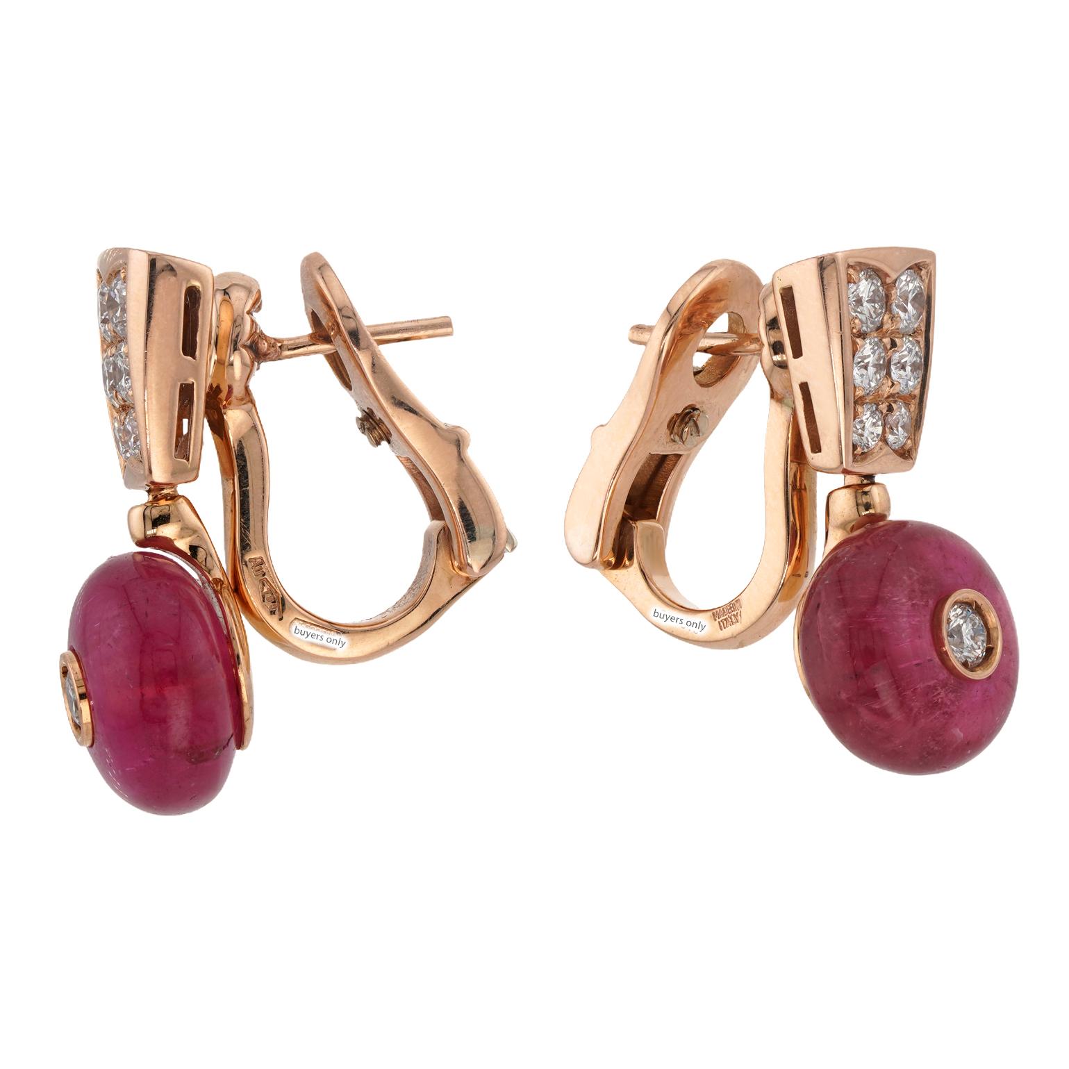 Orecchini BULGARI in oro 18k con diamanti e rubini in vendita 2