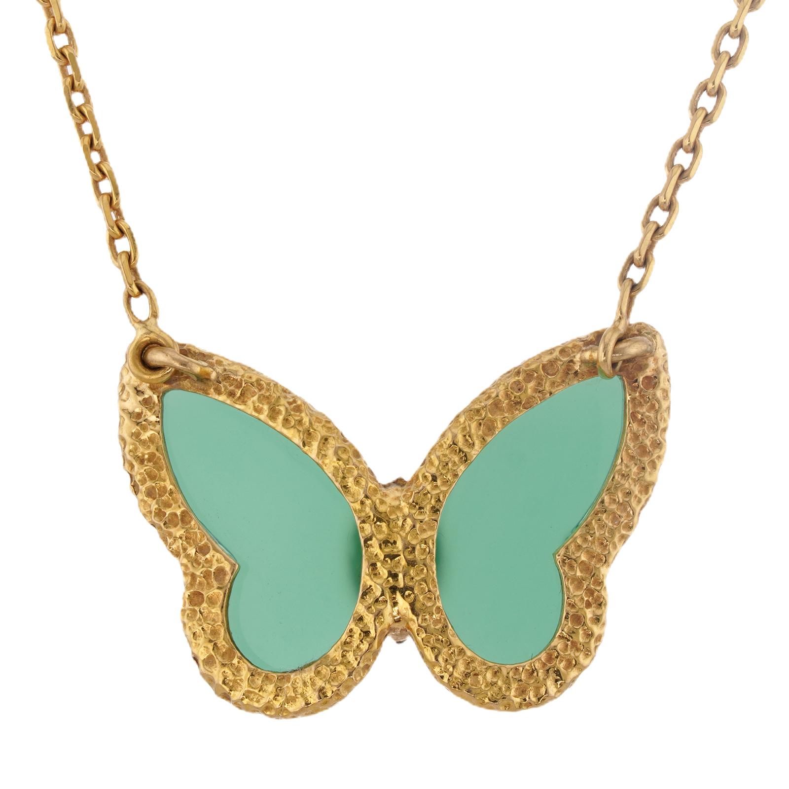 Van Cleef & Arpels Collana in oro giallo con diamante e crisoprasio verde e farfalla in vendita 2