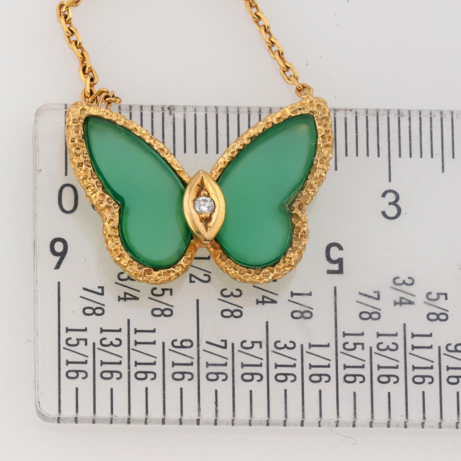 Van Cleef & Arpels Collana in oro giallo con diamante e crisoprasio verde e farfalla in vendita 1