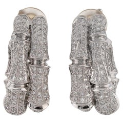 CARTIER Boucles d'oreilles à clip en or blanc et diamants de bambou Boîte
