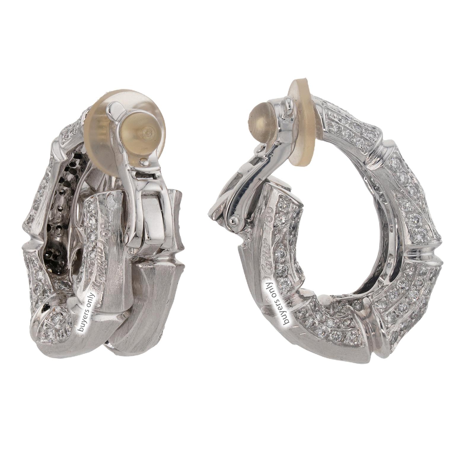 CARTIER Orecchini a clip in oro bianco con diamanti di bambù Scatola in vendita 1