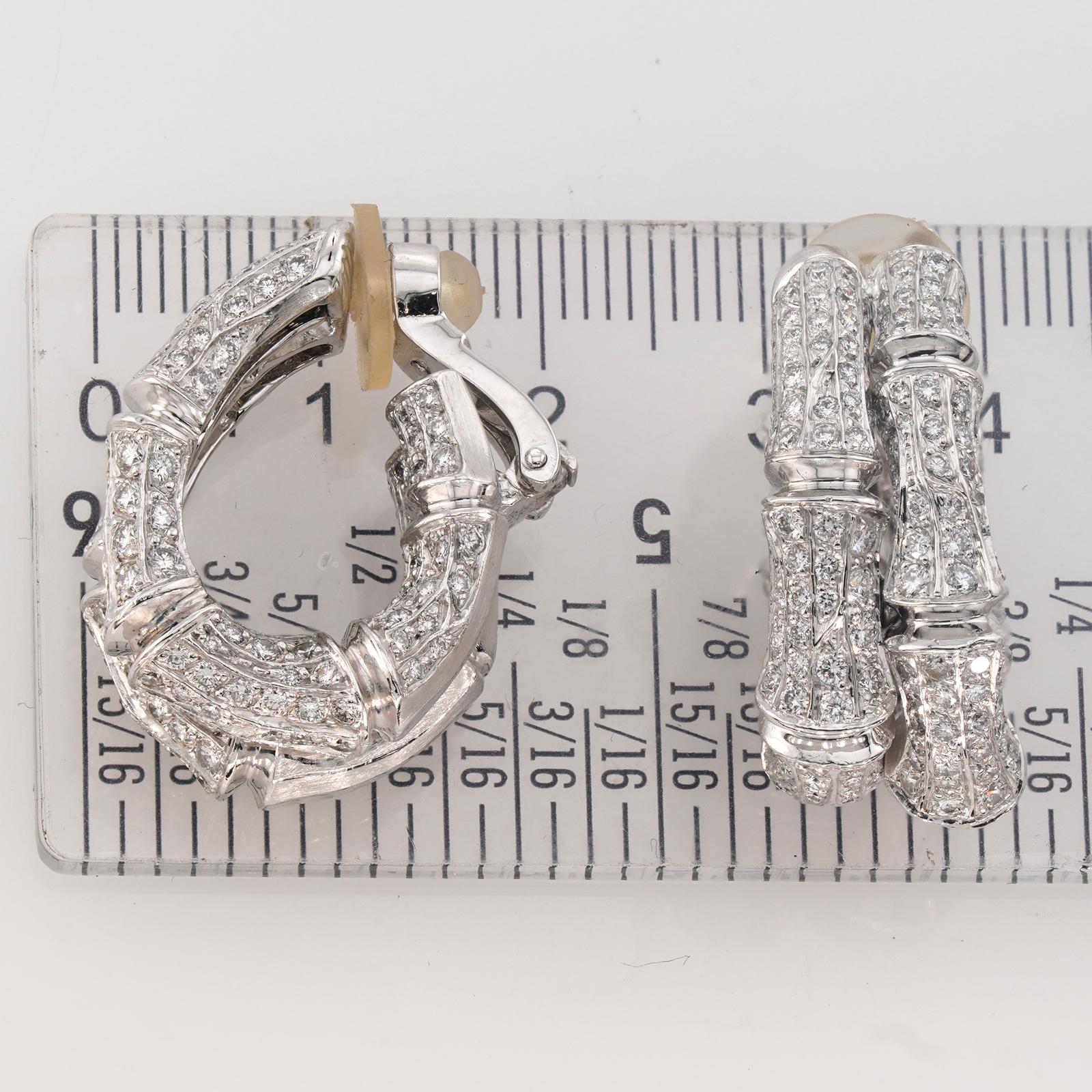CARTIER Orecchini a clip in oro bianco con diamanti di bambù Scatola in vendita 2
