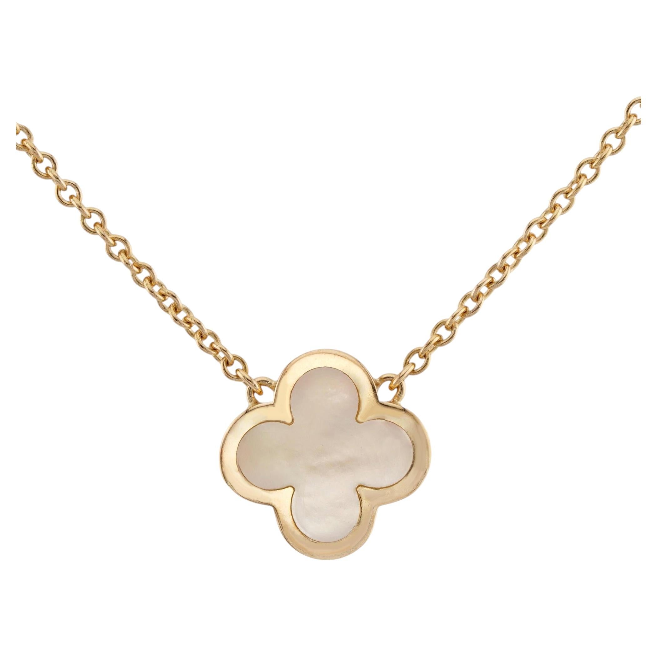 VAN CLEEF & ARPELS Pure Alhambra MOP Yellow Gold Pendant Necklace