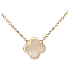 VAN CLEEF & ARPELS Pure Alhambra MOP Yellow Gold Pendant Necklace