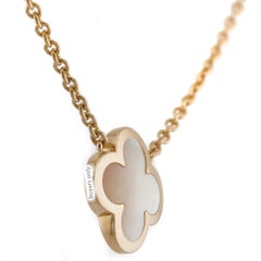 VAN CLEEF & ARPELS Pure Alhambra MOP Yellow Gold Pendant Necklace