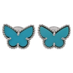 VAN CLEEF & ARPELS Sweet Alhambra Blue Turquoise Butterfly Earrings