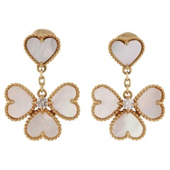 VAN CLEEF & ARPELS Sweet Alhambra Effeuillage Diamond Yellow Gold Earrings