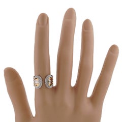 CARTIER Double C Diamond Tri-Color Gold Ring 55 COA