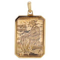 CARTIER Gemini Zodiac Yellow Gold Crystal Rare Collectable 1970s Pendant