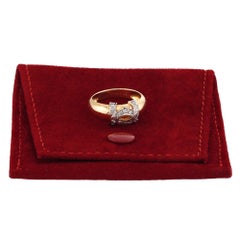 CARTIER Vintage Double C Logo Diamond 18k Yellow Gold Ring 49