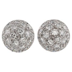 CARTIER Pave Diamond White Gold Ball Stud Earrings