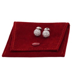 CARTIER Pave Diamond White Gold Ball Stud Earrings