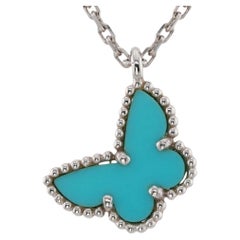 VAN CLEEF & ARPELS Sweet Alhambra Turquoise White Gold Butterfly Necklace