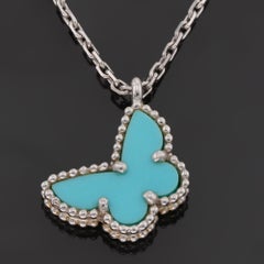 VAN CLEEF & ARPELS Sweet Alhambra Turquoise White Gold Butterfly Necklace