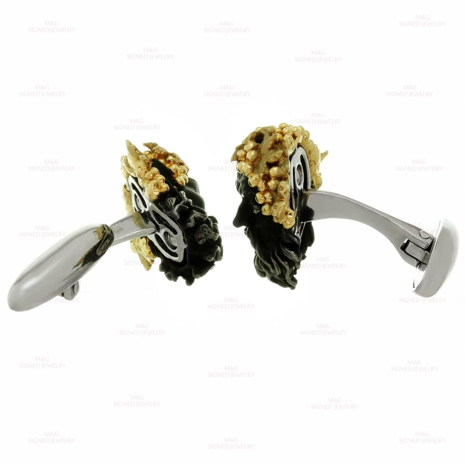 Carrera y Carrera Bacchus Diamond White Yellow Gold Cufflinks 1