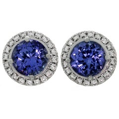 Tiffany & Co. Seleste Tanzanite Diamond Platinum Stud Earrings