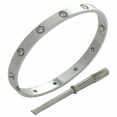 Vintage Cartier Love Ten-Diamond White Gold Bracelet Box Papers