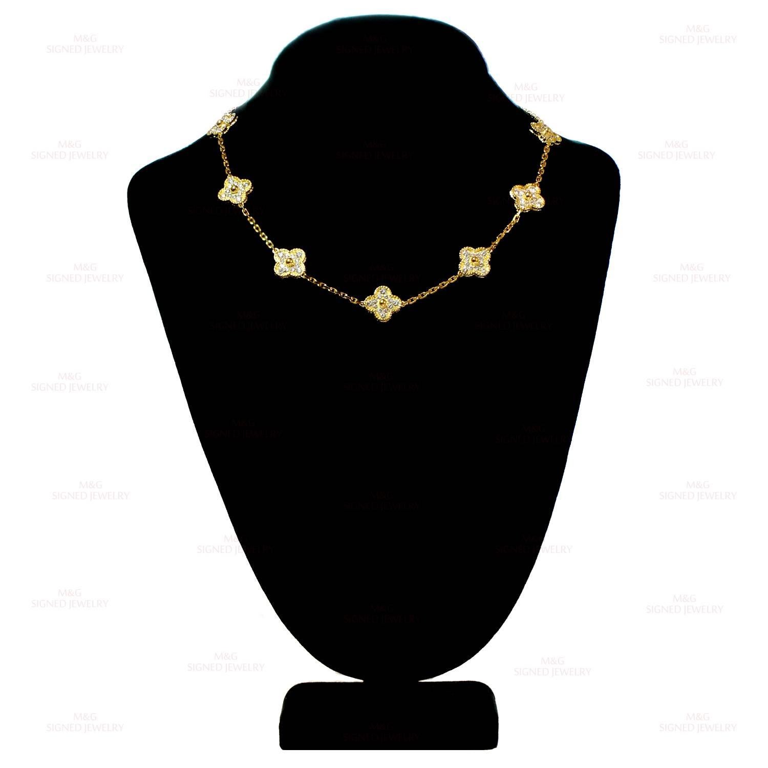 Women's Van Cleef & Arpels Alhambra Diamond Gold 10 Motif Necklace