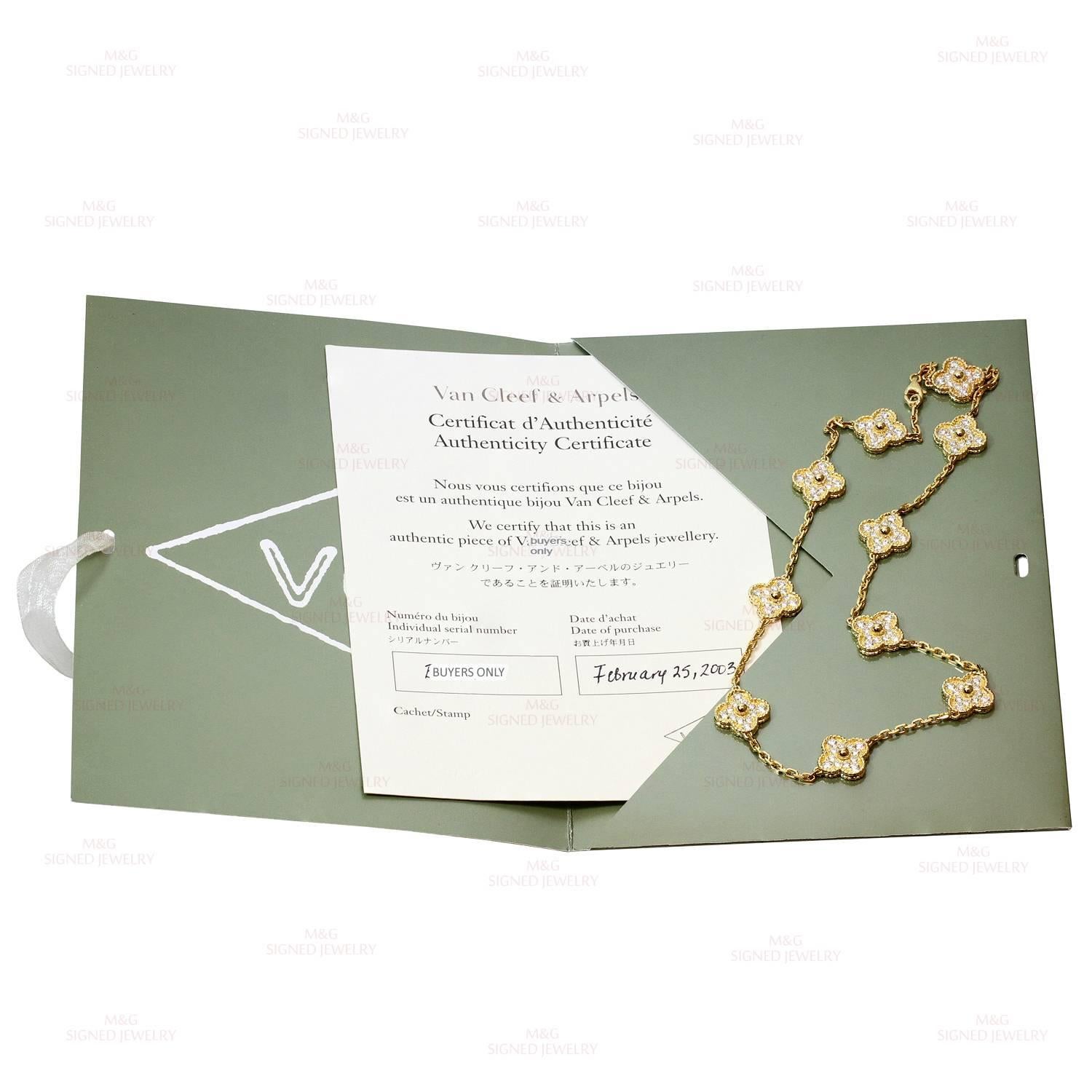 Van Cleef & Arpels Alhambra Diamond Gold 10 Motif Necklace 3