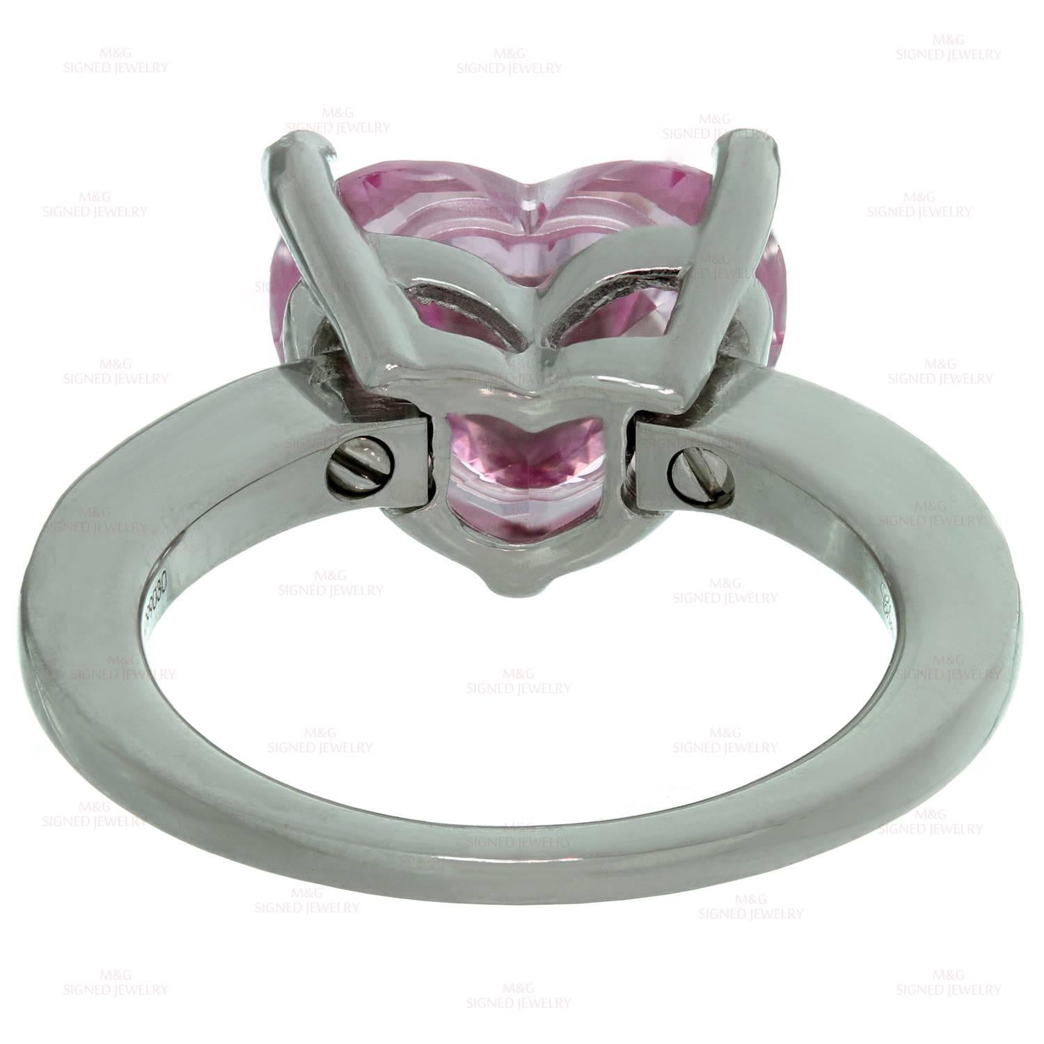 Women's CHOPARD Happy Diamond Heart Pink Quartz White Gold Ring