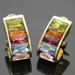 1980s H. STERN Multicolor Gemstone Rainbow Yellow Gold Earrings