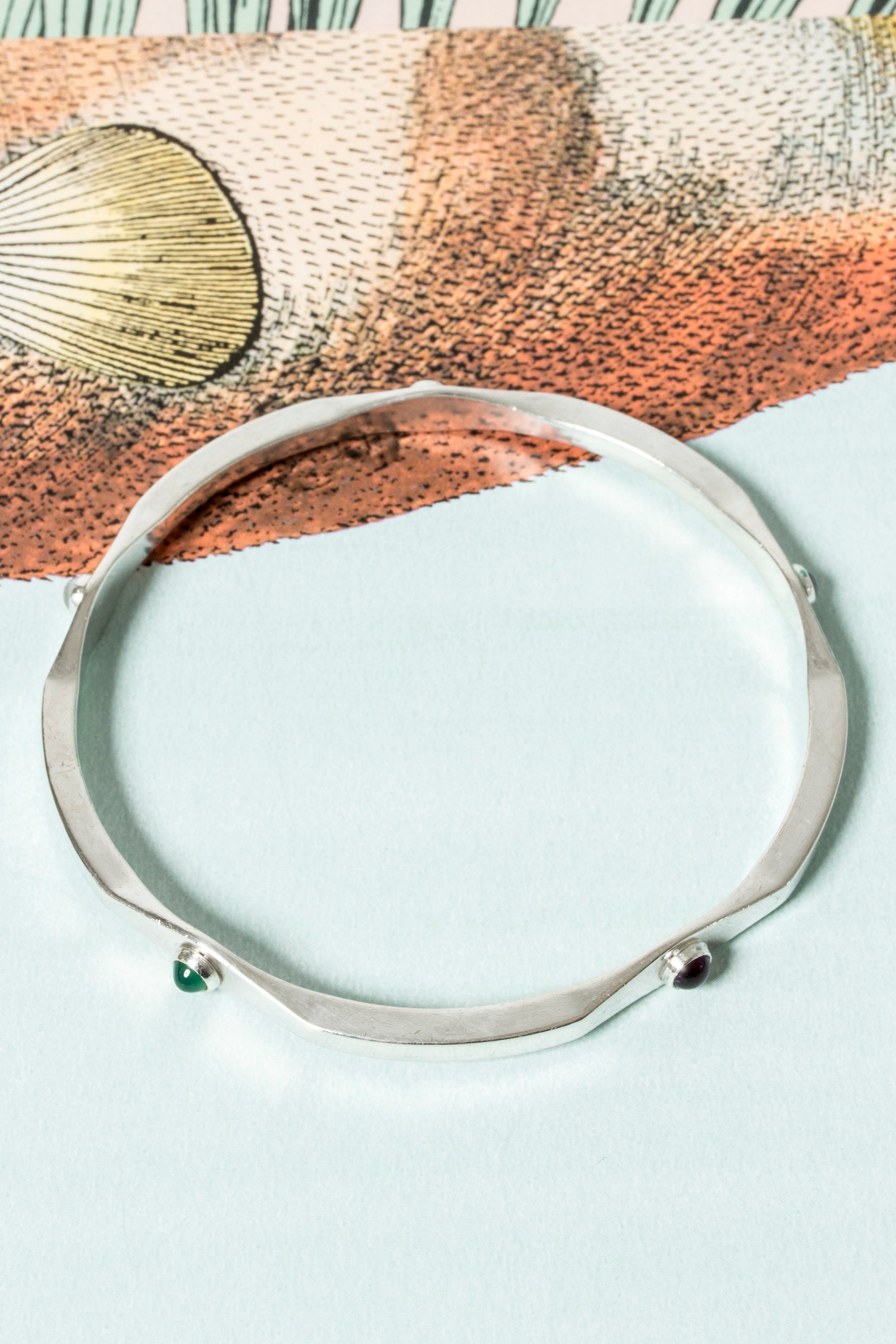 Silver and Semi-Precious Stones Bracelet by Arvo Saarela, Sweden, 1959 For Sale