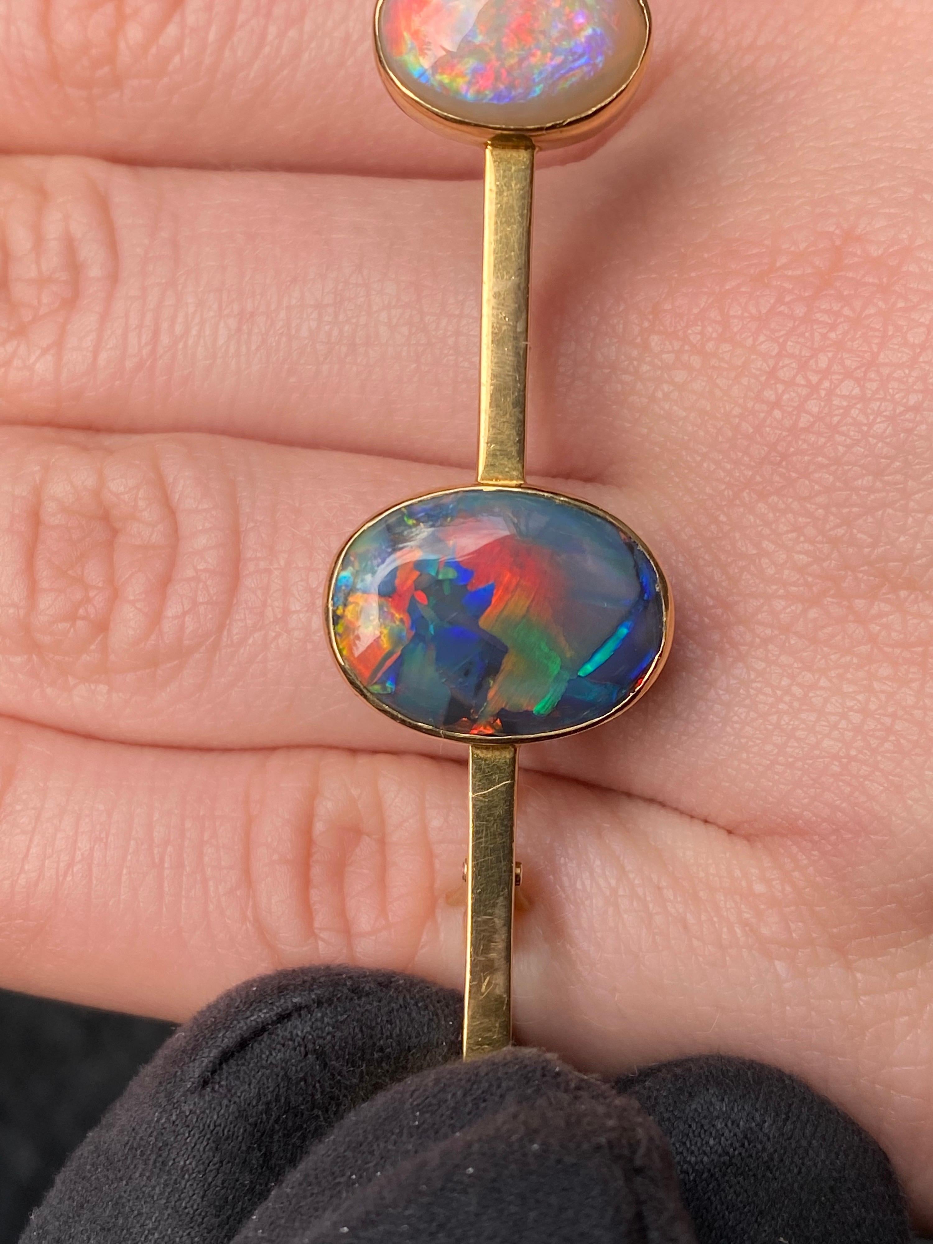 Antique Edwardian 5 Carat Australian Black Opal Brooch Pendant Yellow Gold 1900s For Sale 13