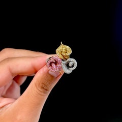 Vintage Pink Yellow Sapphire Diamond Floral Flower Tricolor Gold Cocktail Ring