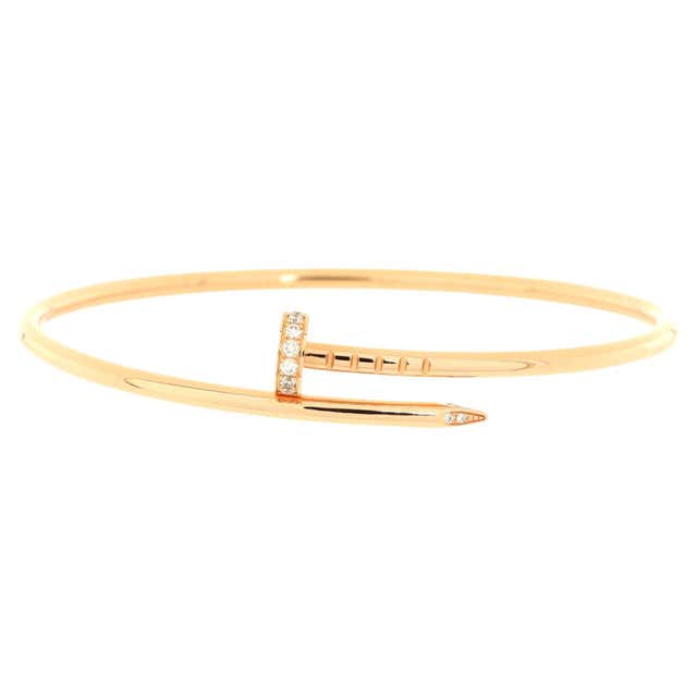 Cartier Juste un Clou Diamond Rose Gold Nail Bangle Bracelet at 1stDibs