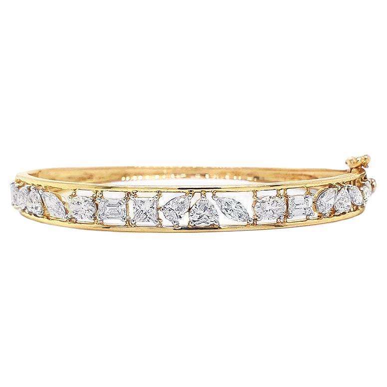 3,60 Karat Fancy Shape Diamant-Armreif 14KT Gelbgold  im Angebot