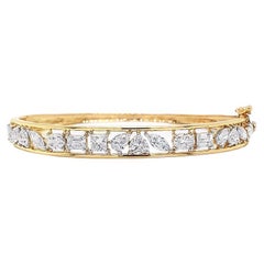 3.60 Carat Fancy Shape Diamond Bangle Bracelet 14KT Yellow Gold