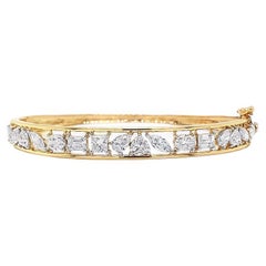 3.60 Carat Fancy Shape Diamond Bangle Bracelet 14KT Yellow Gold 